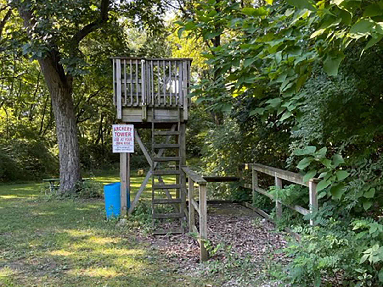 raised platform to resemble a tree stand