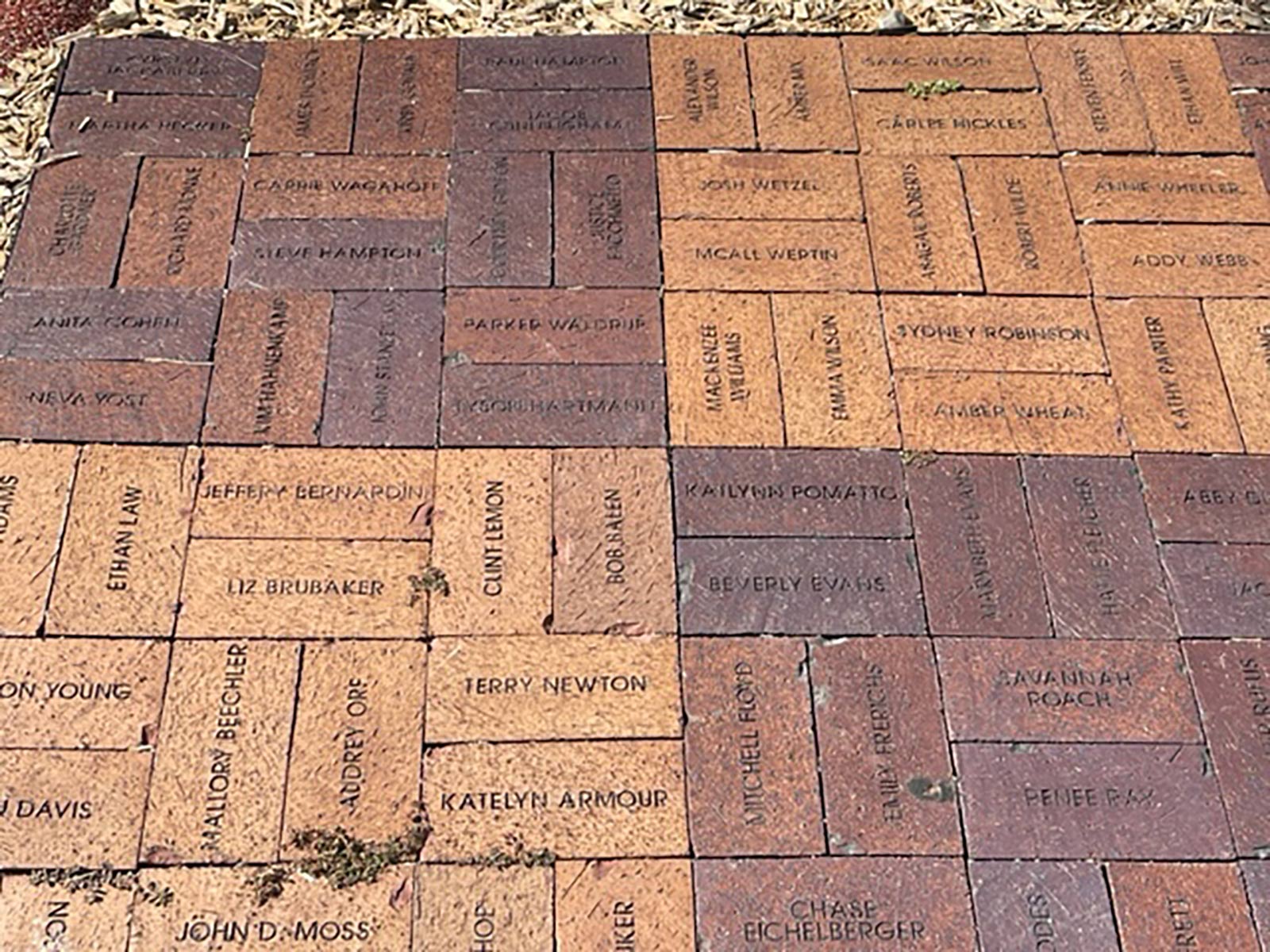 bricks with names printed on them at Davis Park