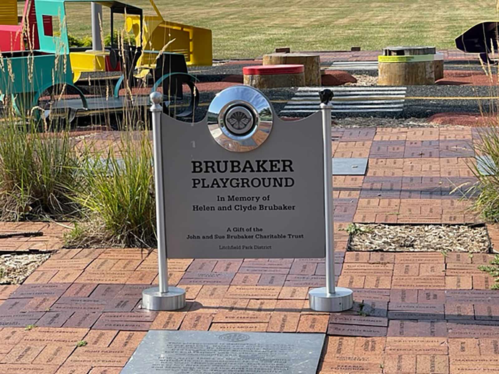 Brubaker Playground sign at Davis Park