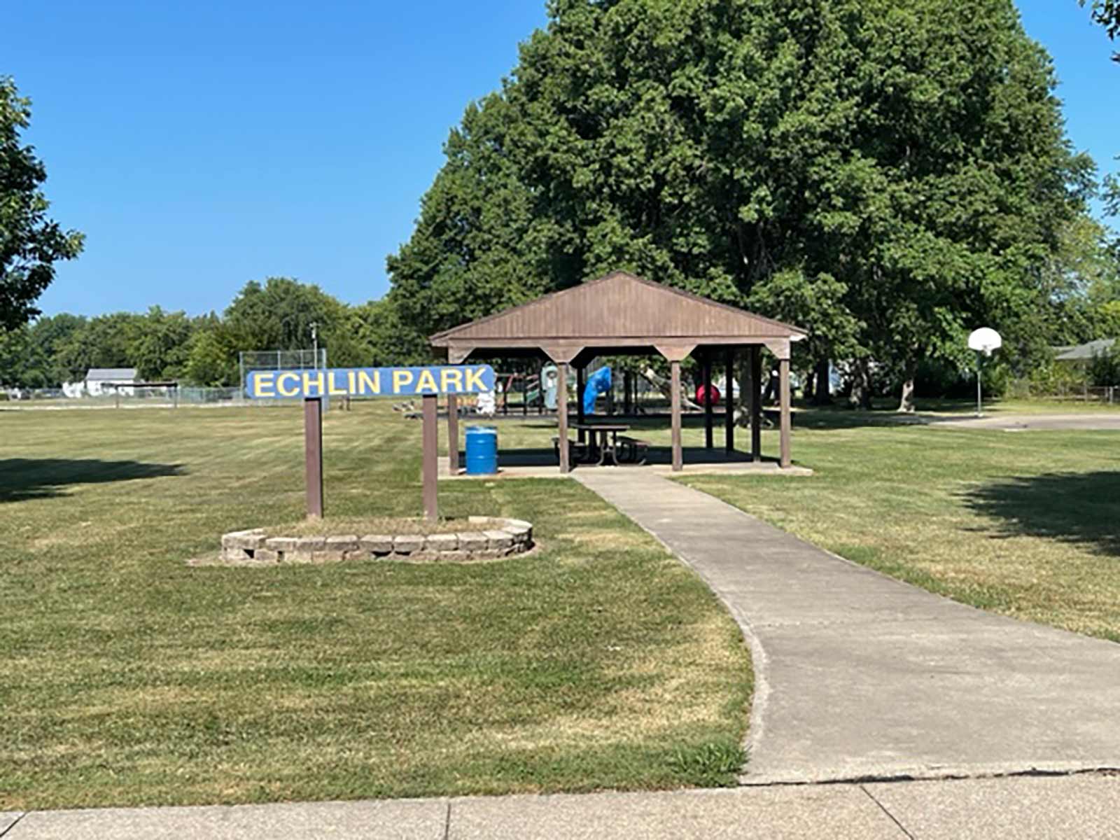 a pavilion at the front of Echlin Park