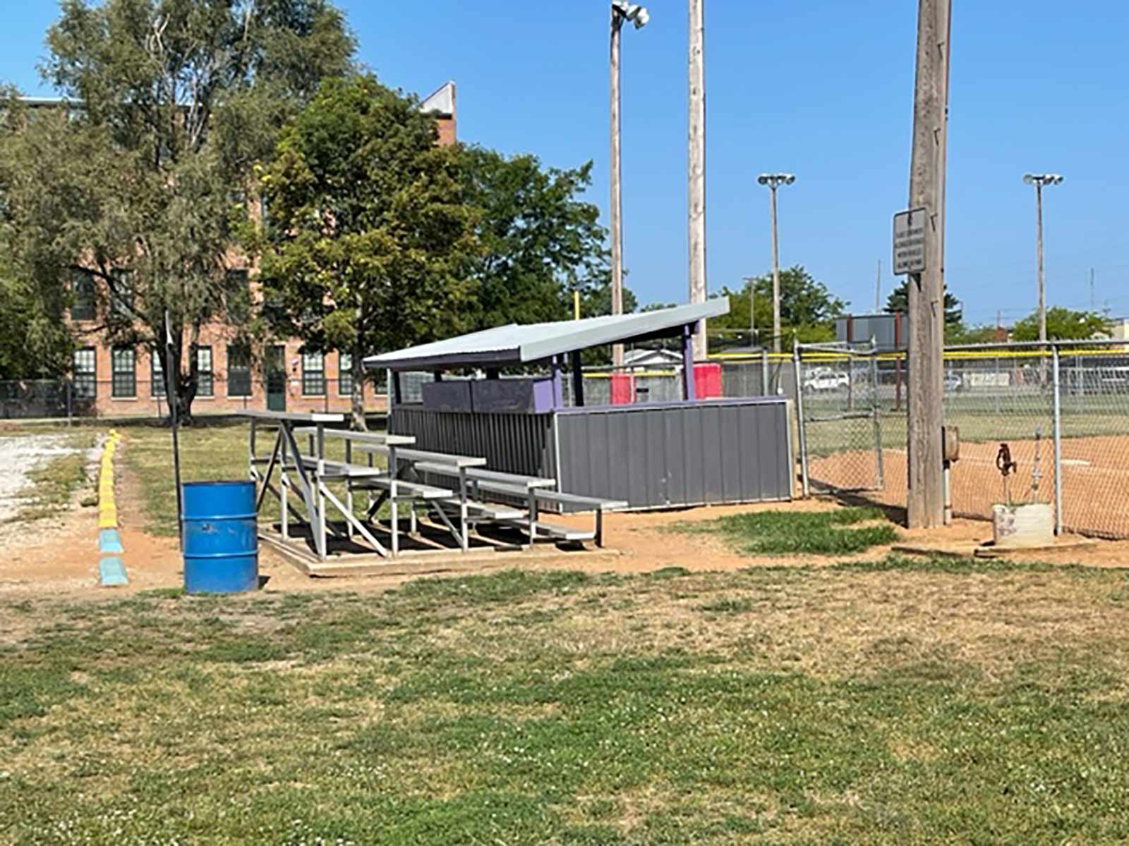 dugout and bleachers at Schalk Field