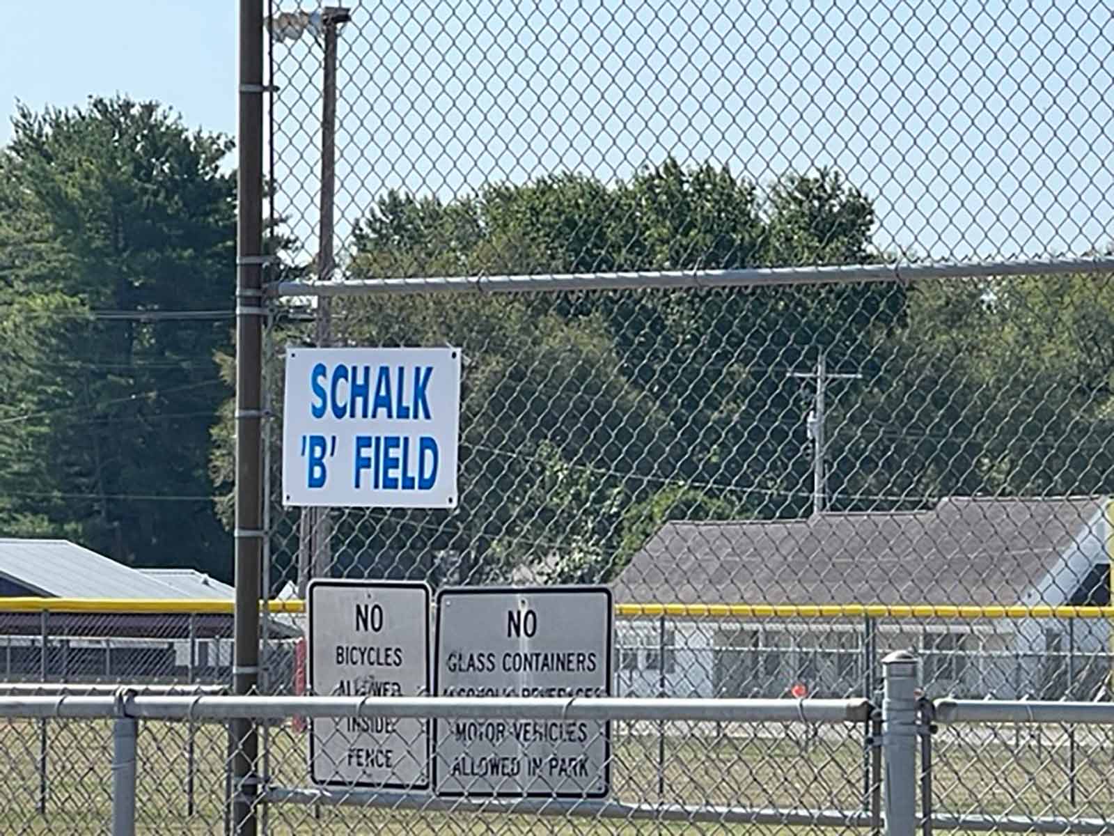Schalk B Field sign on the fence