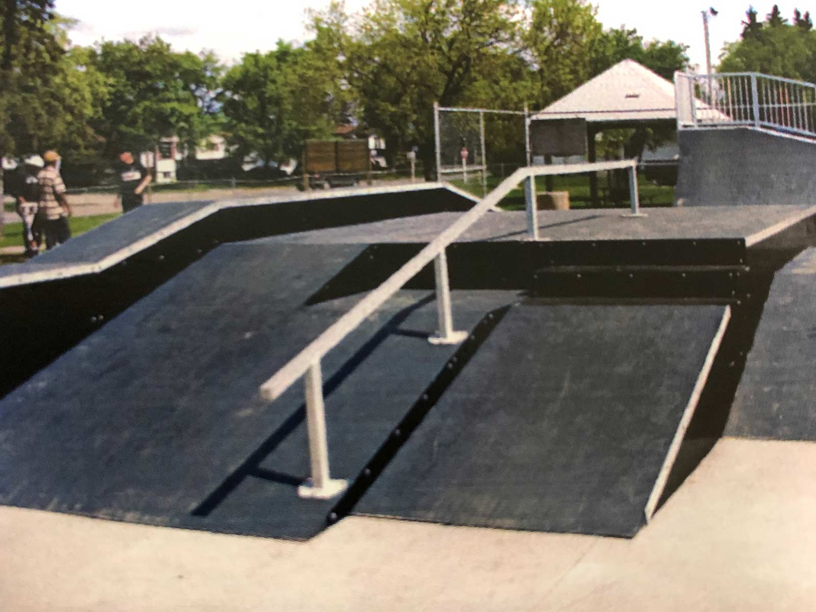 ramps with a handrail at the Skate Park