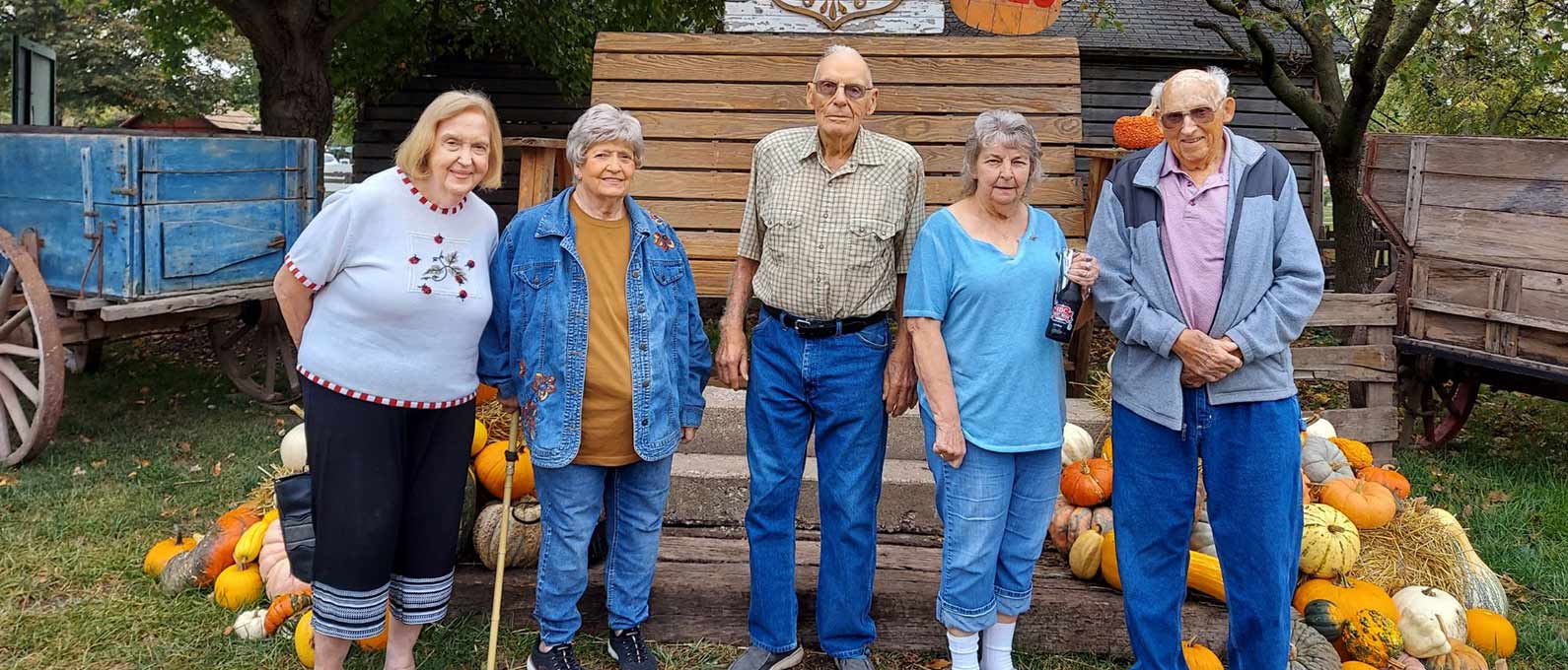 people from our senior citizen club at a pumpkin patch